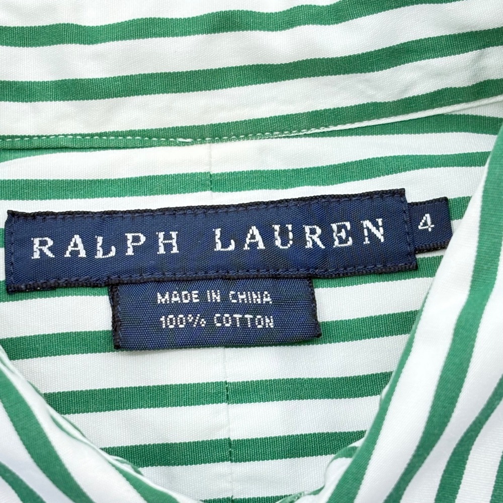 Ralph Lauren Green and White Striped Button-Down Shirt - Picture 7 of 10